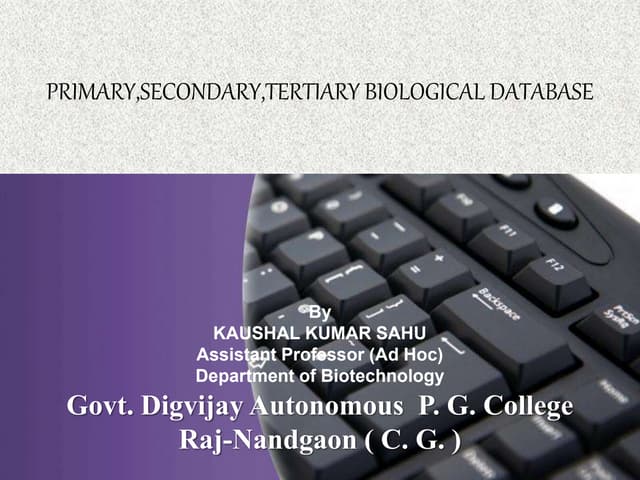 Primary, secondary, tertiary biological database