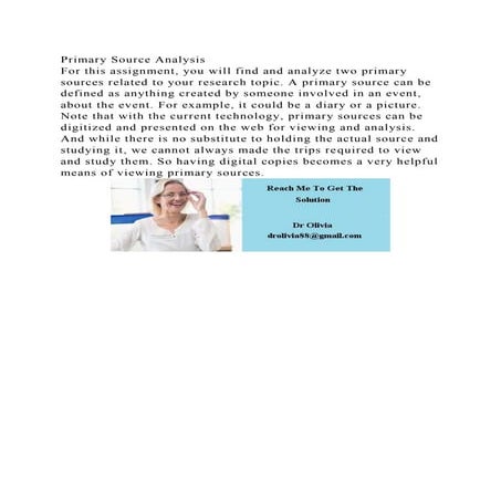 Primary Source AnalysisFor this assignment, you will find and anal.docx