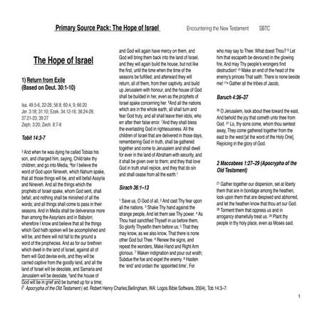 Primary Source Pack: Hopes of Israel