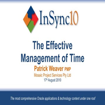 The Effective Management of Time