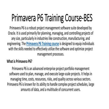 Primavera P6 Training Course-BES in lahore