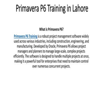 Primavera P6 Training Course in Lahore-Burraq