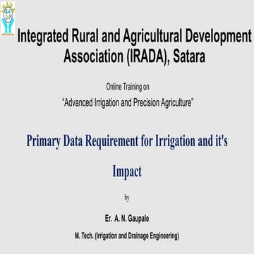 Primary data requirement for irrigation methods