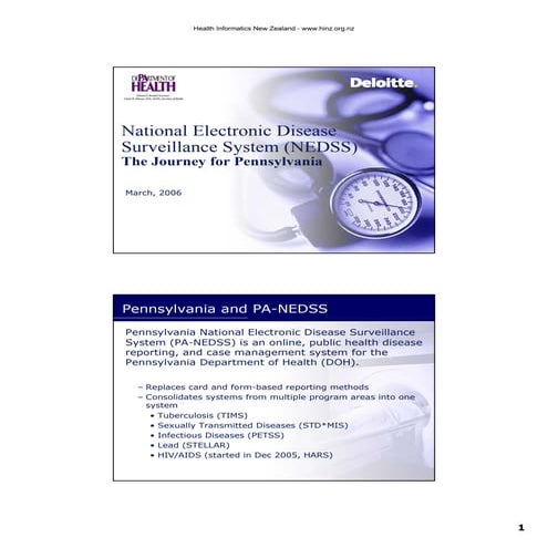 National Electronic Disease Surveillance System (NEDSS) - The Journey for Pen...