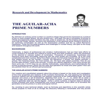 The Aguilar-Acha prime numbers