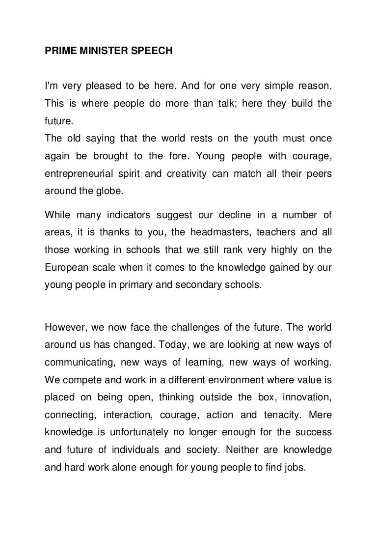 Prime minister speech