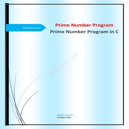 Prime number program in C | PDF