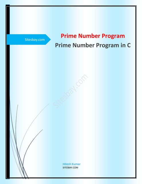 Prime number program in C | PDF