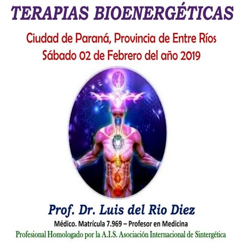 PRIMERA PARTE. TERAPIAS BIOENERGÉTICAS CHARLA DEL PROF. DR. LUIS DEL RIO DIEZ