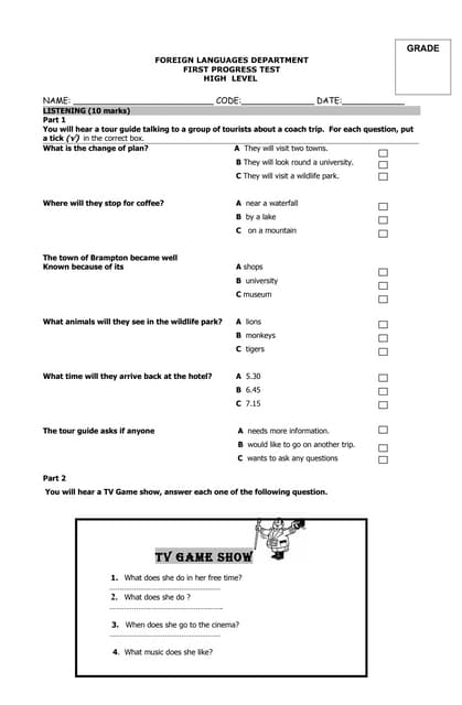 English tests for entrance general exam 11th grade | PDF