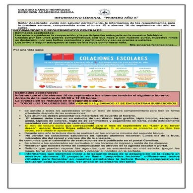 Primero a  básico  semana 12 al 16 de septiembre