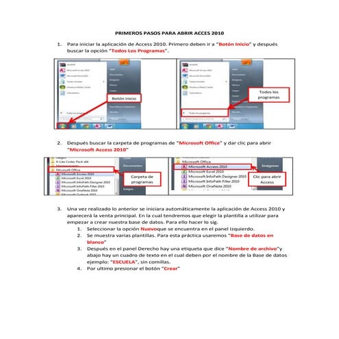 Primeros pasos para abrir acces 2010