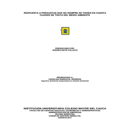 Primer trabajo gestion ambiental por andres ortiz folleco