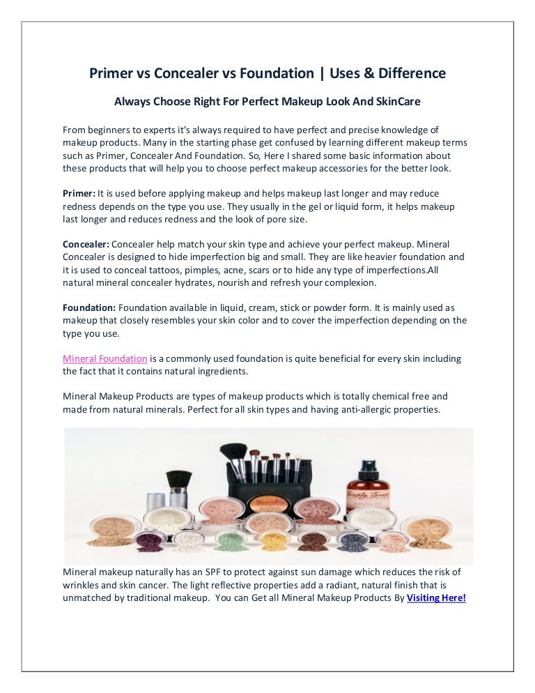 Primer vs concealer vs foundation difference uses