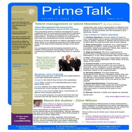 Prime Talk Volume Ii Issue 5 June 2010