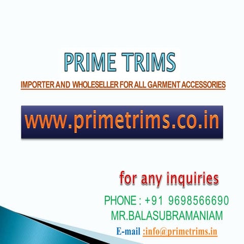 Garments Accessories By Prime Trims | PDF