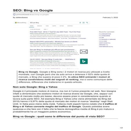 SEO bing vs SEO google | Primositoweb.it