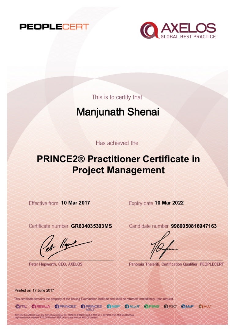 PRINCE2 Practitioner Certificate in Project Management
