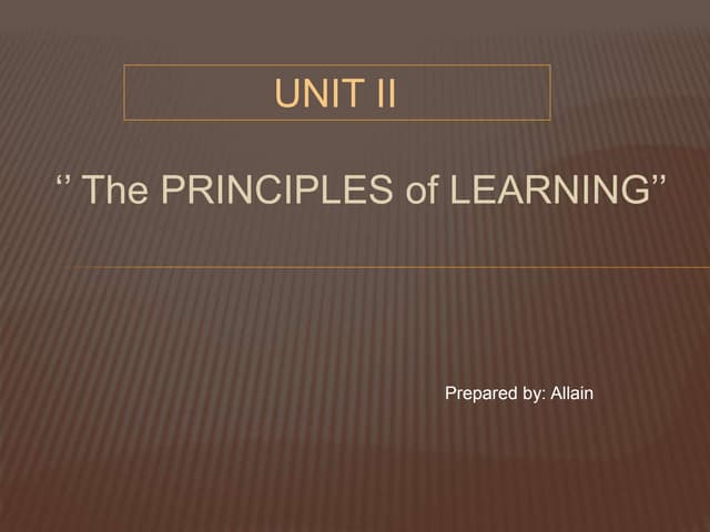 The PRINCIPLES of LEARNING (Princip...