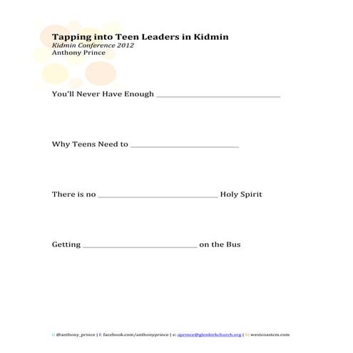 Teen Helpers in KIDMIN