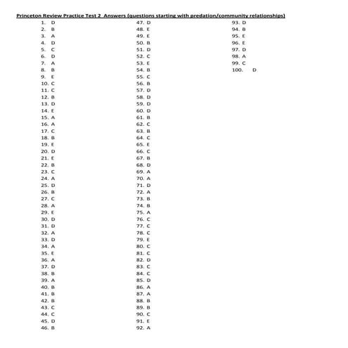 Princeton review practice test 2  answers