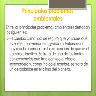 Principales problemas ambientales