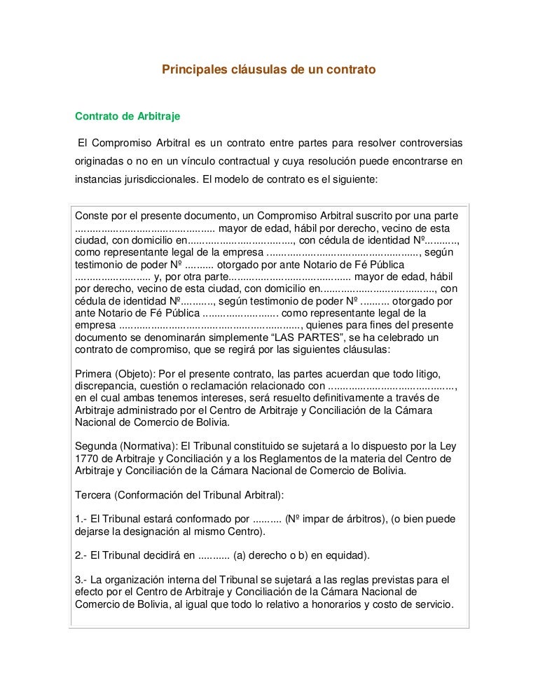 Principales cláusulas de un contrato