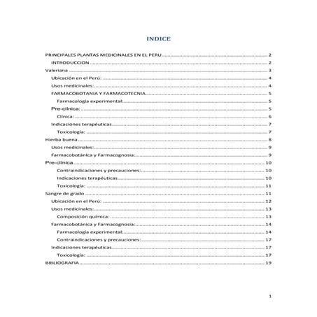 Principales Plantas Medicinales En El Peru
