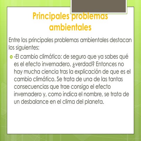 Principales problemas ambientales