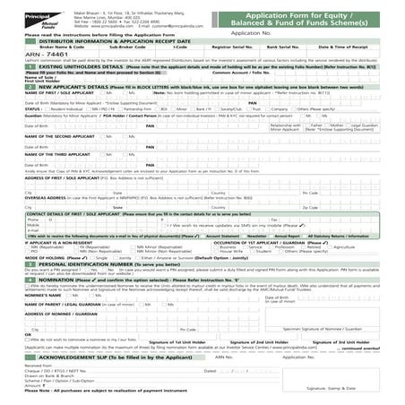 Principal mutual fund common application form with kim