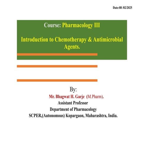 Principal of chemotherapy & Antimicrobial agentspptx | PPTX