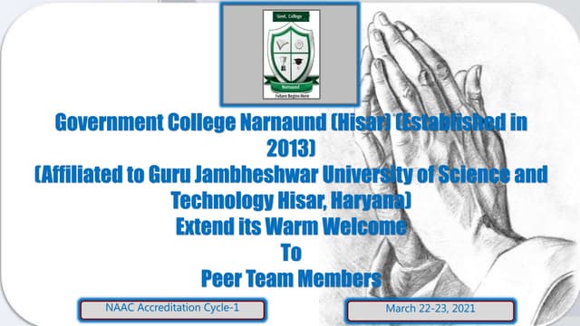 Principal presentation for NAAC on 22-23 March ,2021.