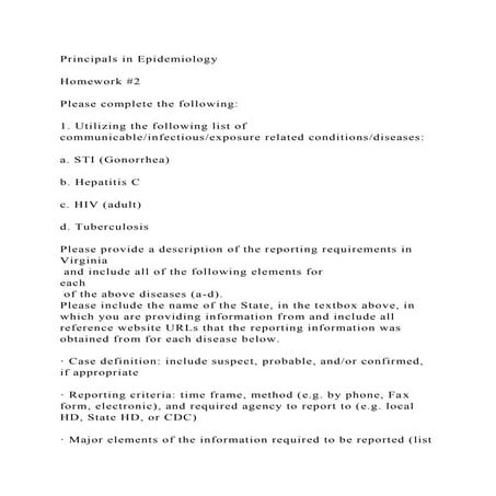 Principals in EpidemiologyHomework #2Please complete the fol.docx