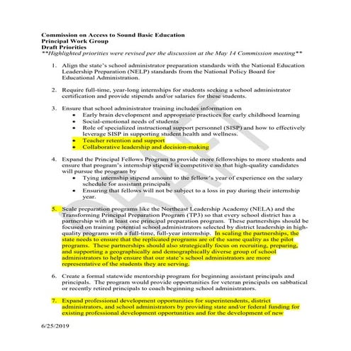 Principal draft recommendations June