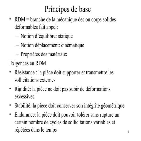 Principes de base RDM cours.ppt : calcules et principes | PPT