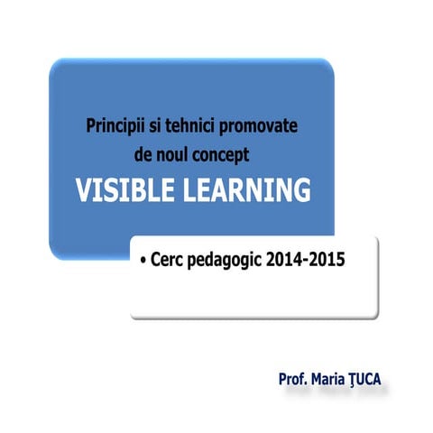Principii si tehnici visible learning