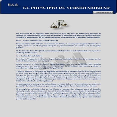 El Principio de Subsidiariedad en Derecho