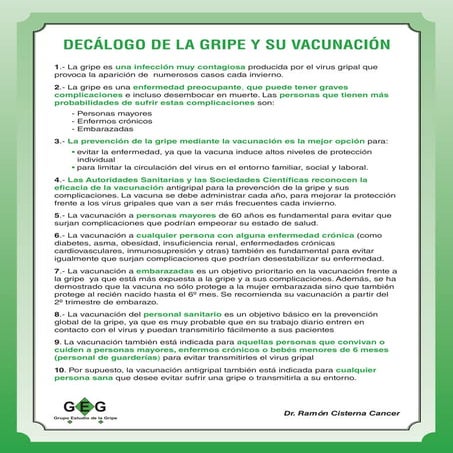 Principios básicos sobre la gripe y su vacunación