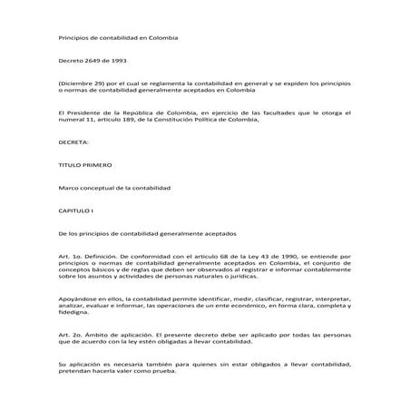 Principios de contabilidad en colombia