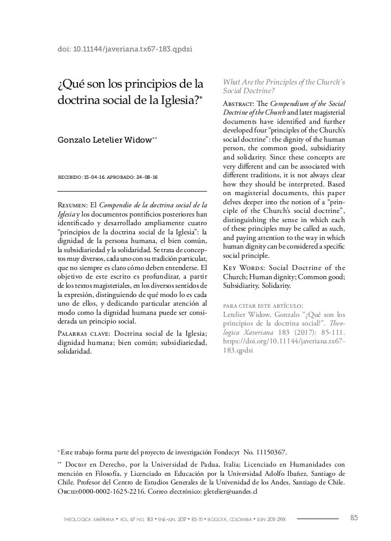 Principios De La Doctrina Social De La Iglesia