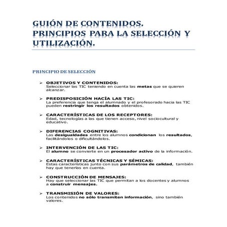 Principios de selección 1º
