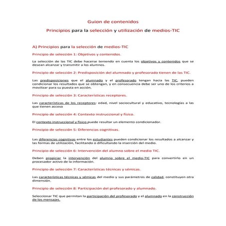 Principios de utilizacion y seleccion