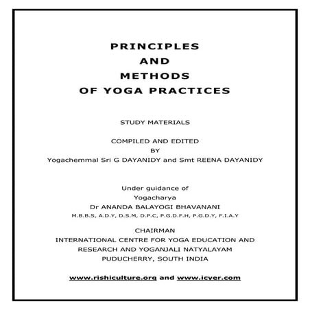 Notes for Principles and Methods of Yoga Practices