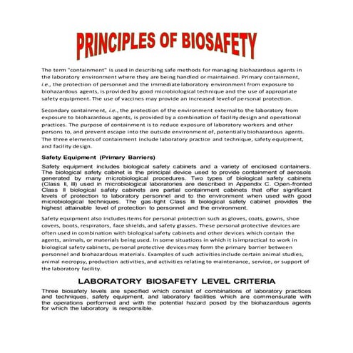 Principle of biosafty