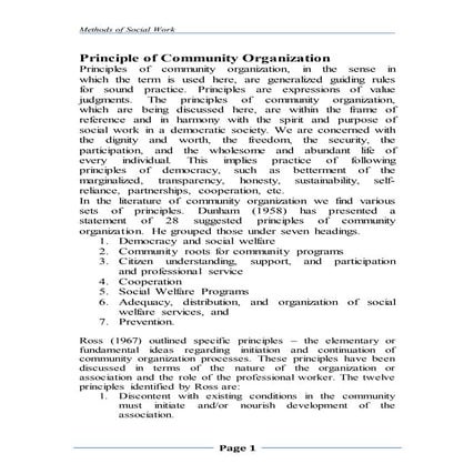 Principle of community work