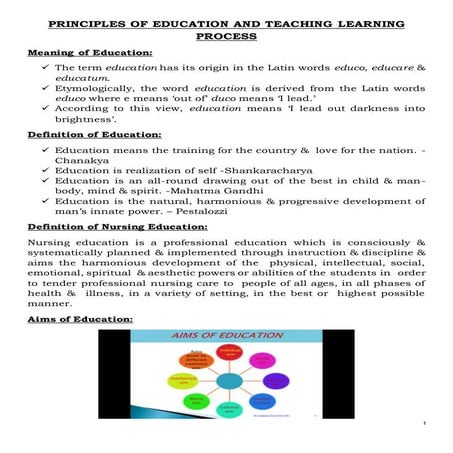 Principle of Education & Teaching