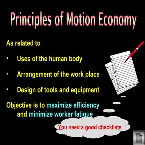 Principle of motion economy presented at BSTQM