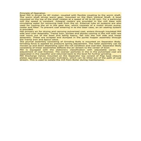 Principle of operation bowl mill