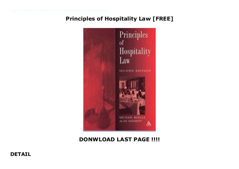 Principles Of Hospitality Law FREE 