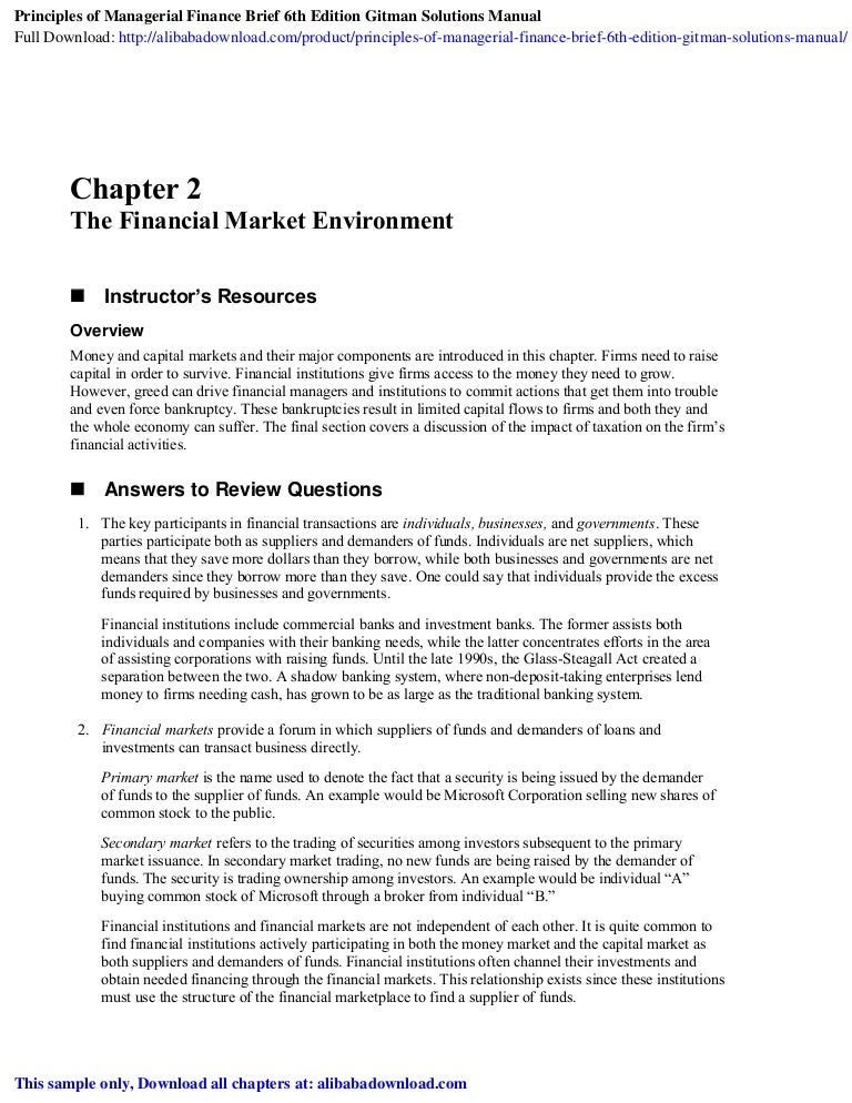 Principles Of Managerial Finance Brief 6th Edition Gitman Solutions M